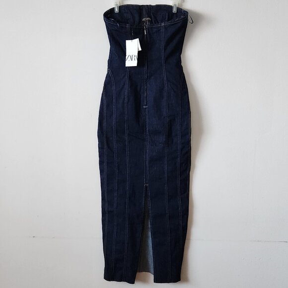 NWT ZARA Woman Denim Midi Dress - Picture 11 of 15